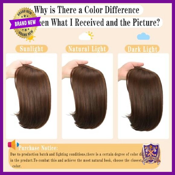 15 Inch Synthetic Hair Topper with Bangs for Thinning Hair Coverage - Picture 4 of 7